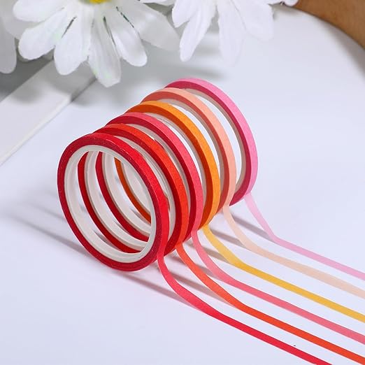 20 Rolls Rainbow Washi Tape Slim, 16.4ft Colorful Rainbow Pastel Washi Tape Set Skinny Thin Decorative Colored Washis Craft Tapes, Rainbows Colors Thin Decorative Tapes for Journal DIY Planner Craft
