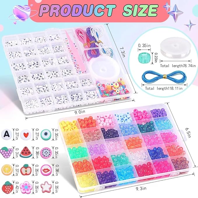 AMDBHC 4500 Pcs Pony Beads Bulk - 120 Colors Bracelet Making Kit with Alphabet Letter Beads & Charms, Friendship Bracelet Kit, Jewelry Making Supplies DIY Crafts (5 Boxes)