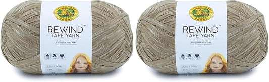 Lion Brand Rewind Tape Yarn | 2-Pack | Willow | For Knitting | For Crocheting