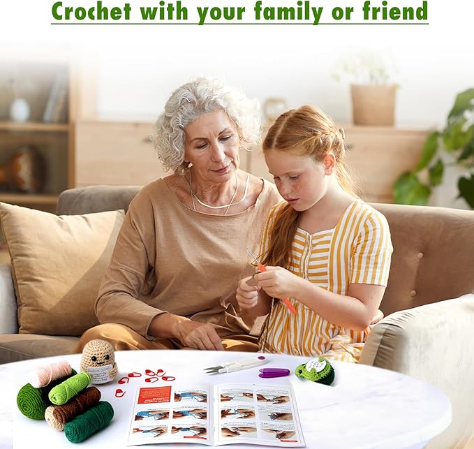 Hroevc Crochet Kit for Beginners, Beginner Crochet Kit for Adults, Positive Potato/Pickle/Avocado for Learn to Crochet kit, Knitting Kit for Beginners