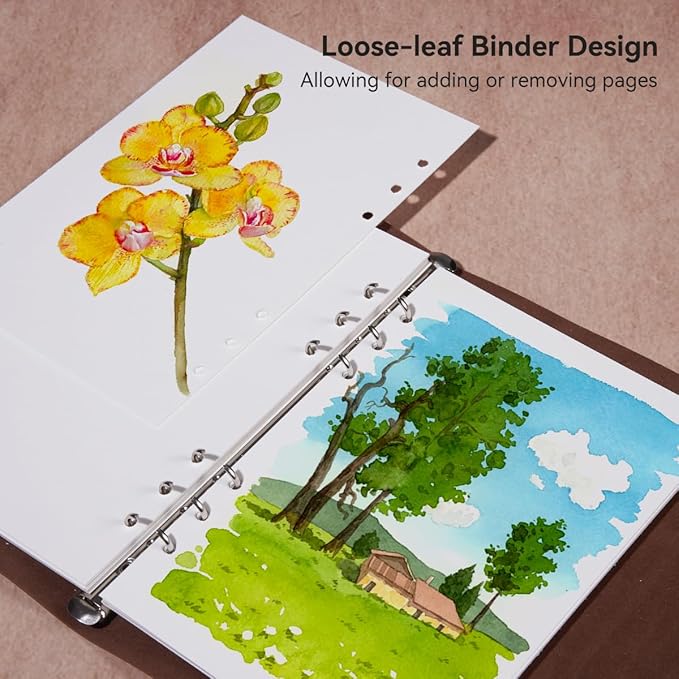 Lightwish Watercolor Sketchbook,100% Cotton Acid Free Watercolor Journal,300gsm/140lb Hot Press Watercolor Paper for Artists,Adults,Students,20 Sheets,9.25 * 6.3 Inches