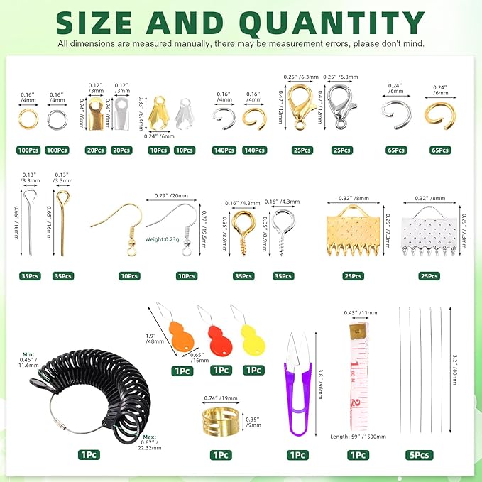 Keadic 947Pcss Jewelry Making Tool with Jewellery Findings Kit Includes Beading Wires, Mini Jewelry Pliers, Cord Ends, Lobster Clasps, Earring Hooks, Jump Rings, Eye Screw Pin for Adult and Beginners