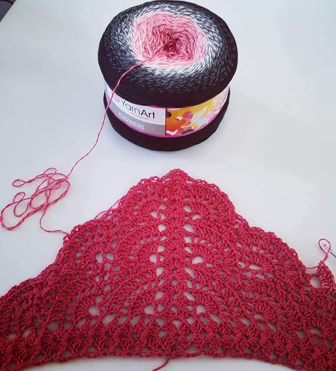 YarnArt Flowers – Gradient Cotton Acrylic Blend, 250g (8.8 oz), 1094 yds, Lightweight Sport Yarn for Crochet, Knitting, Shawls, Summer Projects (260)