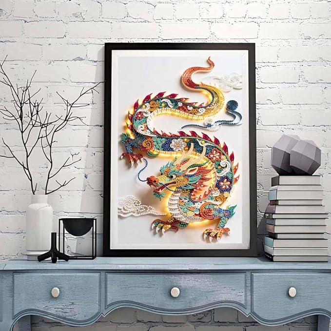 Dragon Special Shape Diamond Art Kits For Adults Beginners,DIY Crystal Rhinestones Diamond Painting Kit For Crafts For Adults,5D Diamond Art Painting Mosaic Making For Home Wall Decor 12 X 16inch