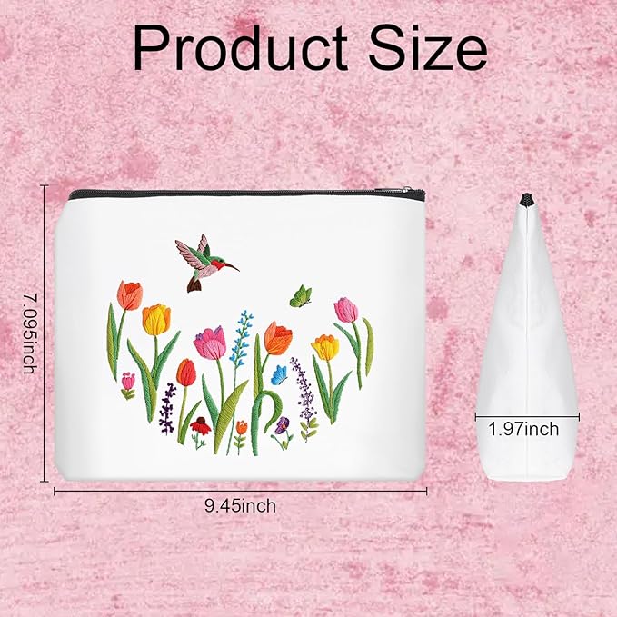 Louise Maelys Embroidery Kit for Beginners,Canvas Makeup Bag,Cross Stitch Kits for Adults,Arts Crafts Needlepoint-Tulip Flower Pattern