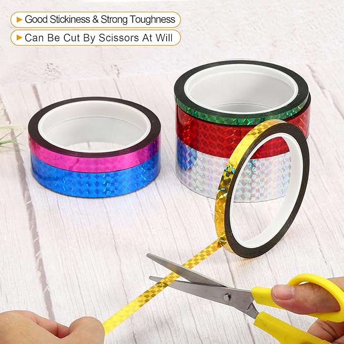 PATIKIL Prism Tape 0.5 Inch x 55 Yards, Holographic Metalized Reflective Adhesive for Detailing Accent Wall Decor Art, Green