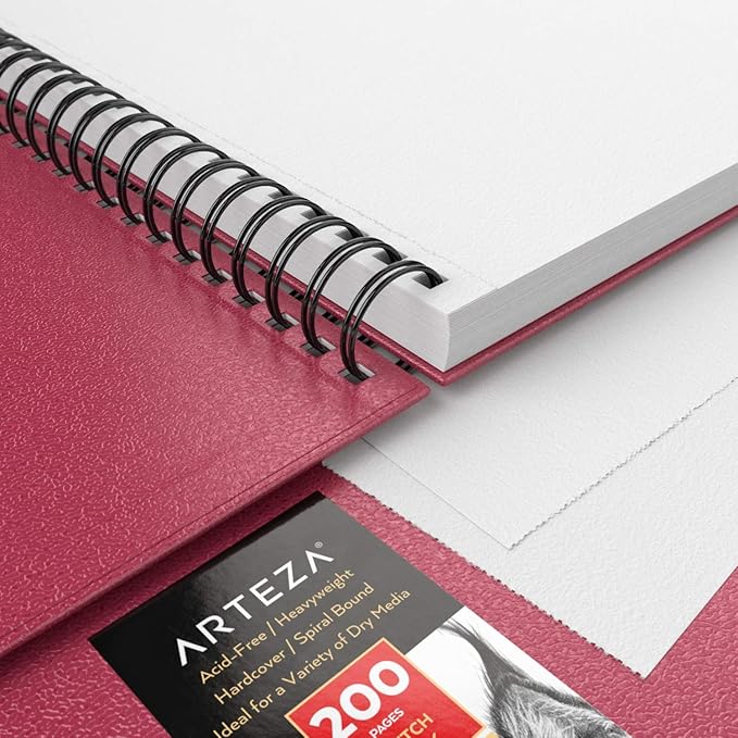 ARTEZA Spiral Sketch Book 9x12 Drawing Pad 100 Sheets Sketch Pads for Drawing for Adults & Teens