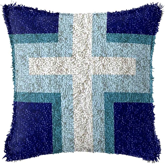 LAPATAIN Latch Hook Kits for DIY Throw Pillow Cover,Cross Needlework Cushion Cover Hand Craft Crochet for Great Family 17x17inch