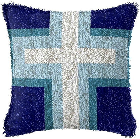 LAPATAIN Latch Hook Kits for DIY Throw Pillow Cover,Cross Needlework Cushion Cover Hand Craft Crochet for Great Family 17x17inch