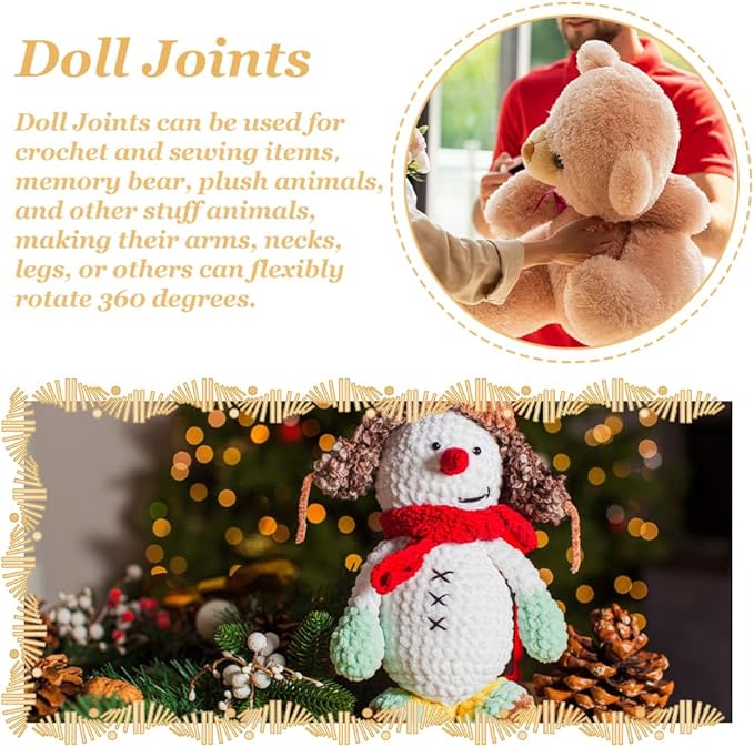 SUPERFINDINGS 16 Sets Doll Joints 40mm Safety Joints Movable Joint Plastic Joints for Amigurumi Crochet Animal Joints Body Joints with Washers Limbs and Head Joints for Soft Teddy Bear Making