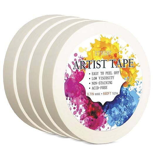 Low Tack White Artist Tape for Watercolor Paper Drafting Art Masking Tape Acid Free Painter Watercolor Tape for Painting Canvas Framing, 0.7 inch Wide 660FT Long Total