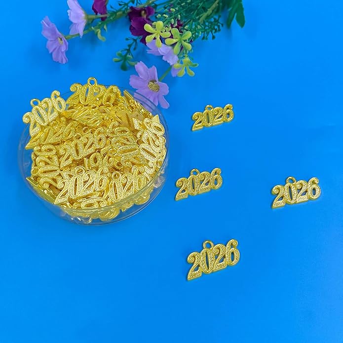 50 pieces 2026 Year Charm for Graduation Tassel Graduation Charm Pendant for DIY Jewelry Making