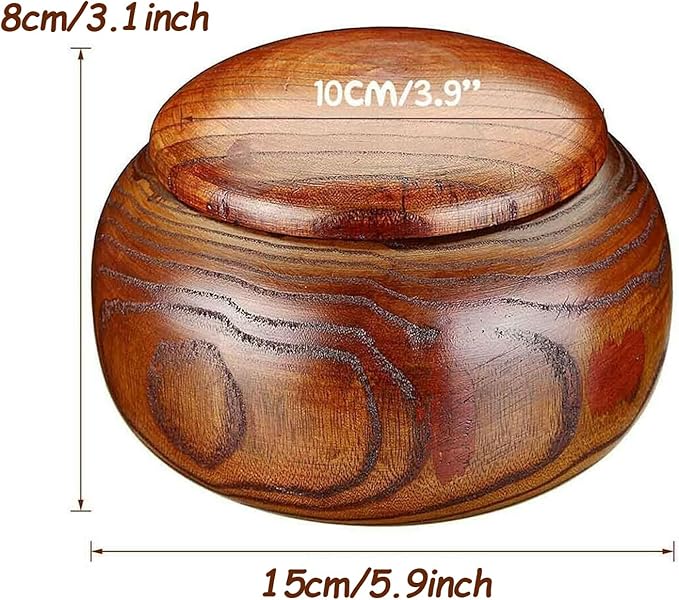 1 Pcs Wooden Yarn Bowl with Lid, Crafted Wooden Weaving Thread Bow with Carved Holes, Premium Knitting Storage Accessories & Supplies, Handcrafted Round Yarn Ball Bowl Brown Box, 16 CM #02