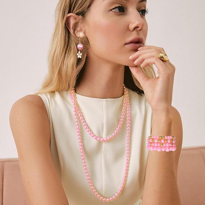 2116PCS Beads for Bracelets Pink Pearl Bracelet Making Kit Bracelet Kits Bracelet Bead Kits Small Pearl Beads and Gold Bead Beading Kit for Bracelets Jewelry Making Kit for Adult
