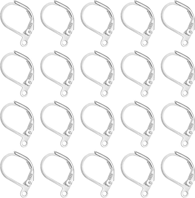 20 pcs leverback sterling silver earring hooks for jewelry making kit skin-friendly french hook earring clasps with loop dangle earrings findings for diy crafts and jewelry making