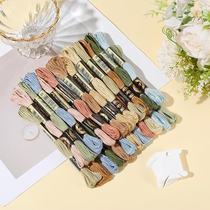 24 Skeins 6 Strands Colorful Variegated Embroidery Thread Floss Cross Stitch Threads Gradient Friendship Bracelets Yarn String Bulk with Floss Bobbins for Hand Sewing knitting Crafts Crochet