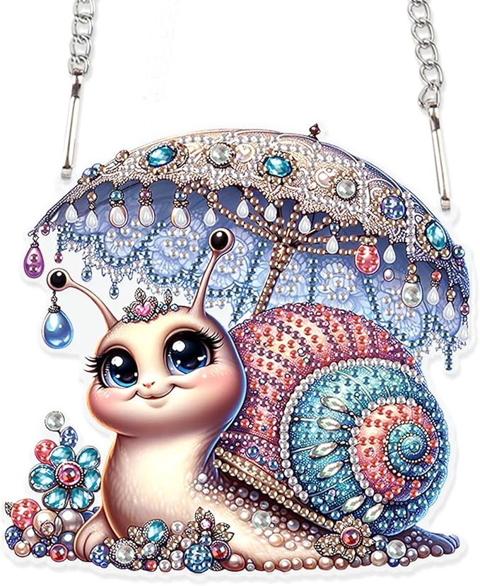 AiYuanzsh Snail Diamond Painting Hanging Kit, 5D DIY Acrylic Special Shaped Diamond Painting Kit for Adults, Diamond Art Suncatchers for Home, Window, or Garden Decor