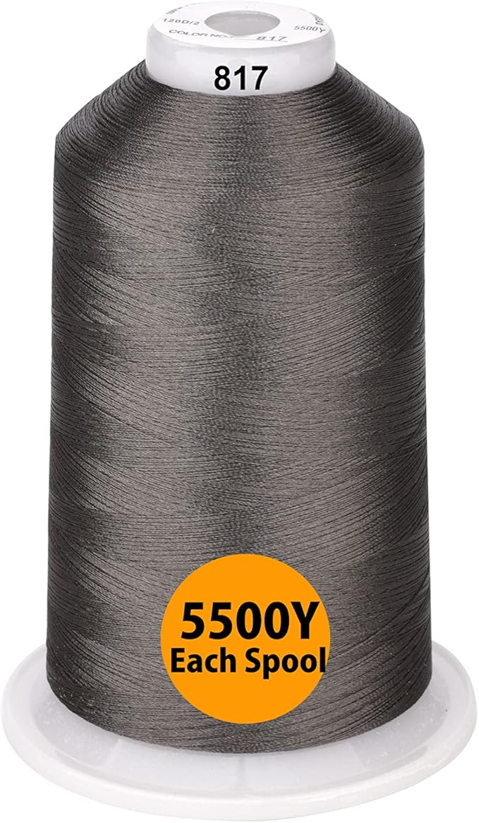 Simthread - 33 Selections - Various Assorted Color Packs of Polyester Gray Embroidery Machine Thread Huge Spool 5500Y for All Purpose Sewing Embroidery Machines - Essential Color 3