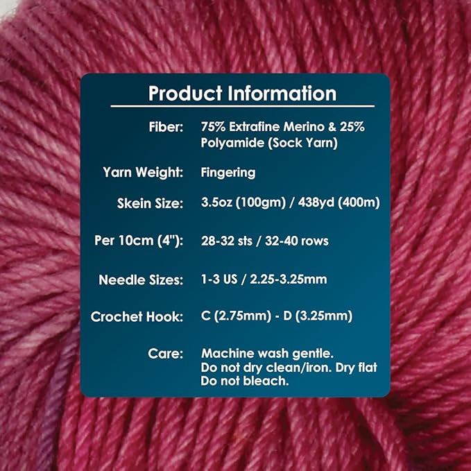 KnitPro Symfonie Fingering Weight Hand Dyed Variegated Yarn Skein | Extra Fine Merino Wool & Polyamide Blend for Knitting & Crocheting, Oeko-TEX Certified 400m, 100g | Terra Autumn Rose