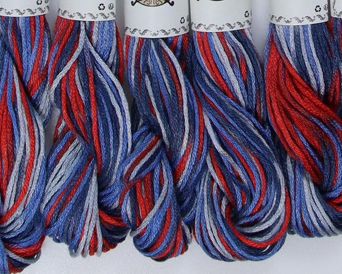 KCS Big skeins of 25 Meters Size 25 Color Variegated Cross Stitch Stranded Threads,6 skeins,4512