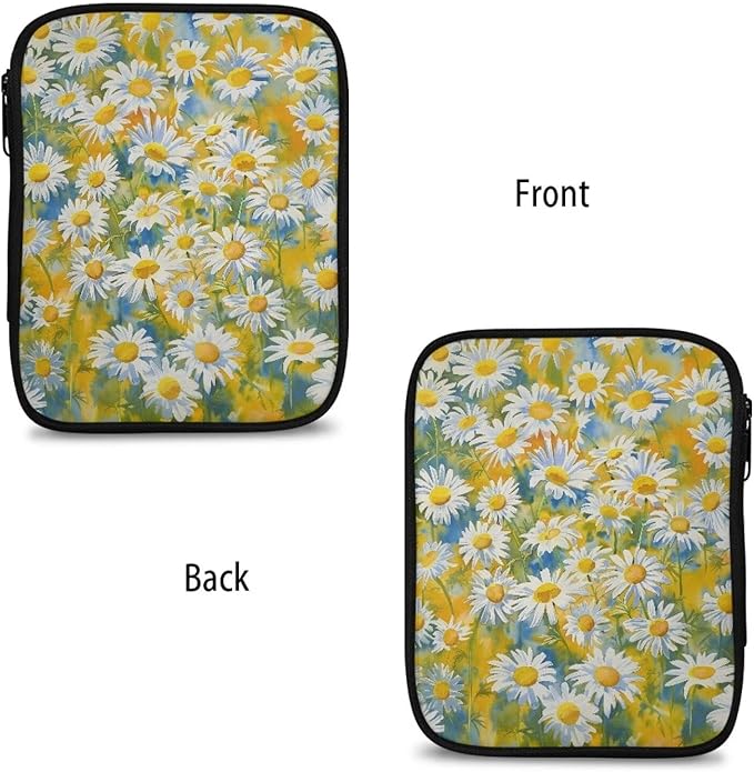 Hechitok Daisy Print Crochet Hook Case Zipper Storage Organizer Bag with Pockets for Various Crochet Needles/Knitting Accessories/Crochet Hook Kit Tools