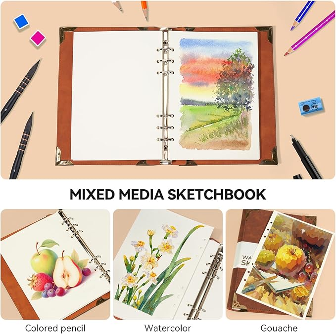 Lightwish Watercolor Sketchbook,100% Cotton Acid Free Watercolor Journal,300gsm/140lb Cold Press Watercolor Paper for Artists,Adults,Students,20 Sheets,5.8 * 8.2 Inches Paper