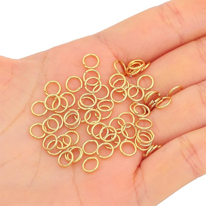 18K Gold Plated Jump Rings Non Tarnish 6mm 400pcs for Jewelry Making Findings