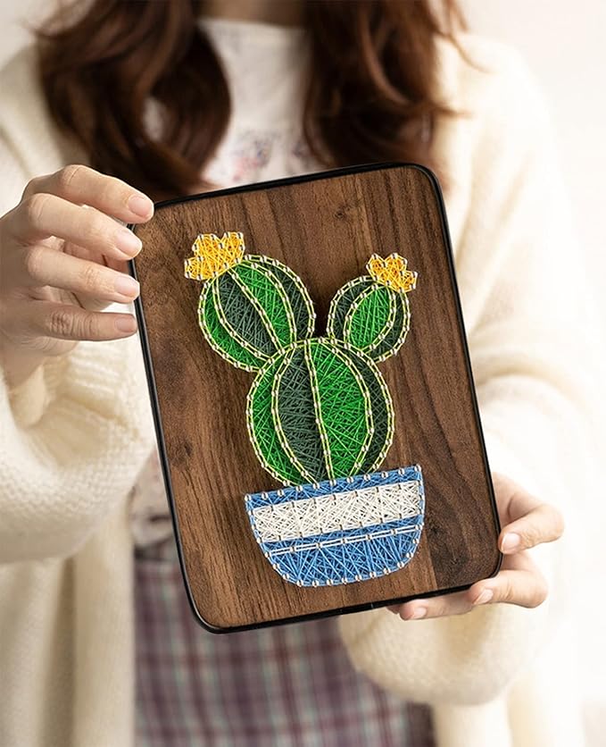 BAZIMA ALICE DIY String Art Kit for Beginner, DIY Cactus Potted Craft Kit,Unique Gift,Craft Kit for Holidays