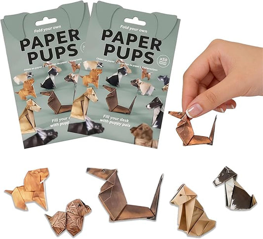 2PCS DIY Paper Dogs Kit,50 Sheets Cute Origami Dogs,3D Handmade,Fun Creative Art Project,Origami Paper Activity for Kids & Adults, Desk Decor and Gift for Pet Lovers