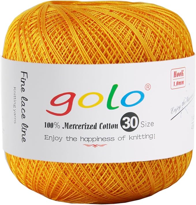 golo Crochet Thread Size 30 Colored Yarn for Sewing Yellow Yarn 160