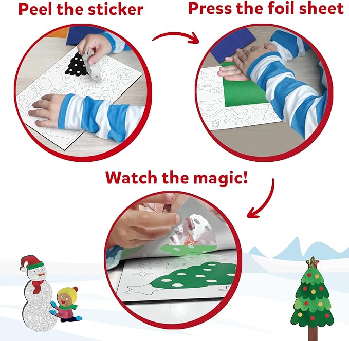 skillmatics foil fun - holiday magic, no mess art for kids, christmas craft kits & supplies, diy creative activity, travel toys, gifts for boys & girls ages 4, 5, 6, 7, 8, 9