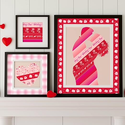 Whaline 12 Rolls Valentine Washi Tape Red Pink Heart Gnome Love Masking Tape for Wedding Scrapbook DIY Craft Gift Wrapping, 0.6" x 16.4ft
