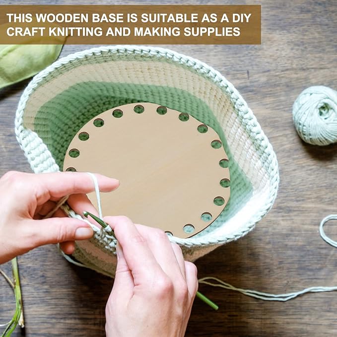 PATIKIL 4" Diameter Crochet Basket Bottom, 4Pcs Round Crochet Knitting Wooden Base for DIY Craft Weaving Basket Making Supplies Home Decoration, Dark Wood Color