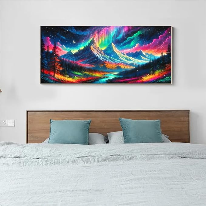 mrpwnle Northern Lights Diamond Art Painting Kit for Adults, Full Drill Large Aurora Crafts Gem Art Kit Landscape Mountain Diamond Art Painting Kit for Adults Beginner 27.6x15.8in
