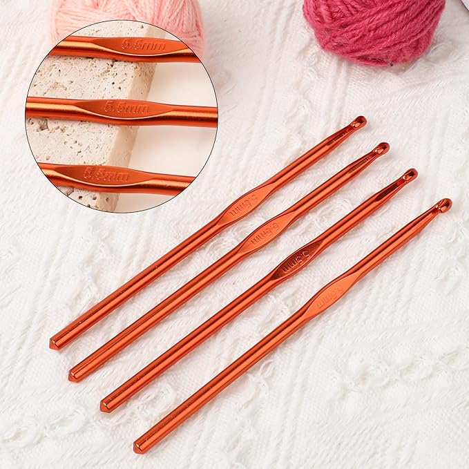 Abeillo 12 PCS 5.5 mm Crochet Hook, US Size I Crochet Hooks Size 9 Aluminum Knitting Needles, Crochet Needles for Yarn Craft Beginners Women Adults
