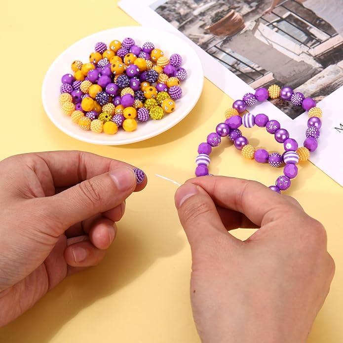 2200PCS+ Game Day Beads Charms for Bracelet Making Polymer Clay Beads Crystal Pearl Letter Gold Spacer Beads Football Charms for Game Day Bracelet Necklace Making DIY Crafts