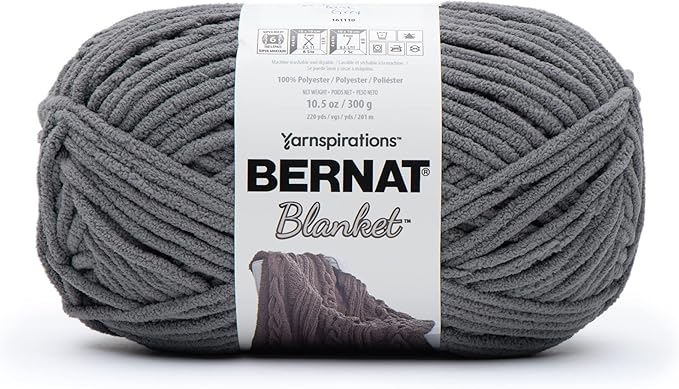 Bernat Blanket Dark Gray Yarn - 2 Pack of 300g/10.5oz - Polyester - 6 Super Bulky - 220 Yards - Knitting/Crochet