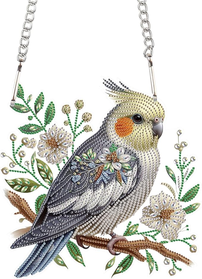 JZHYOAN DIY Bird Diamond Art Hanging Kit Diamond Painting Decorative Sign Hanging Diamonds Craft Pendant Wind Chimes with Diamonds Art Window Pendants Acrylic pendant Crystal Arts pendant Craft Decora