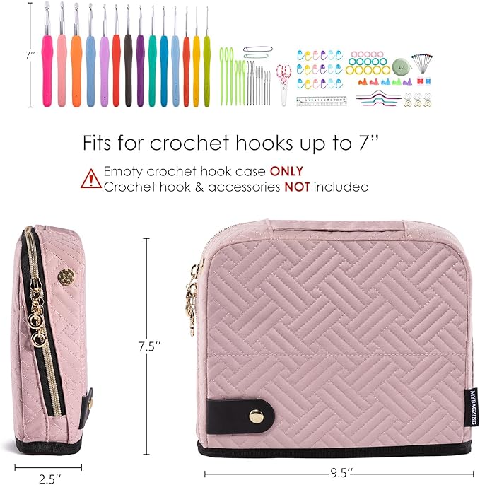 MYBAGZING Empty Crochet Hook Case - Crochet Hook Organizer Case Stand Up (Upgraded) -Corchet Organizer - Crochet Hook Holder for Knitting & Crochet Supplies, Crochet Needles, Crochet Accessories