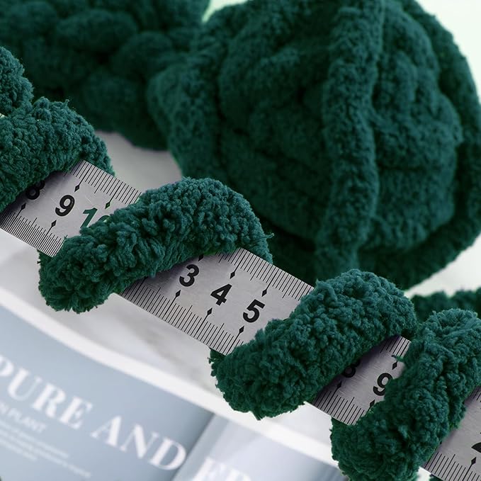 MABOZOO Assorted Chunky Yarn for Crocheting 8 Pack,Fluffy Jumbo Chenille Yarn,Soft Plush Yarn Bulky,Giant Thick Fuzzy Yarn for Hand or Arm Knitting,Sage Green & Dark Green(31.7 yds,8 oz Each Skein)