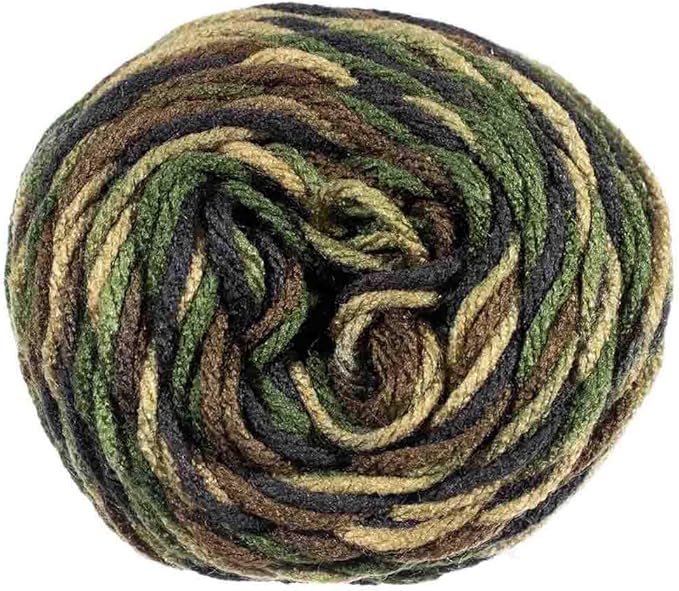 Craft County Size 4 (Medium) 100% Acrylic Fiber Yarn – Variety of Color and Pattern Options – for Crochet, Knitting, and Weaving (Camo)