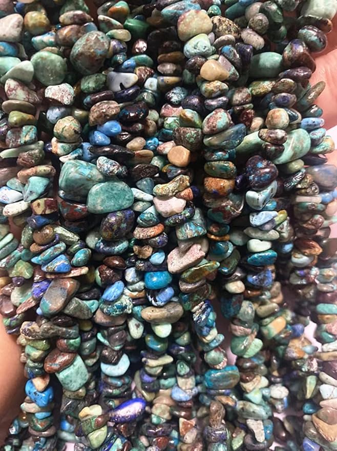 7-8mm Natural Azurite Fynchenite Gemstone Chips Beads Healing Crystals Waist Bracelets Necklace Kit Irregular Stone DIY Crafts Design Jewelry Making