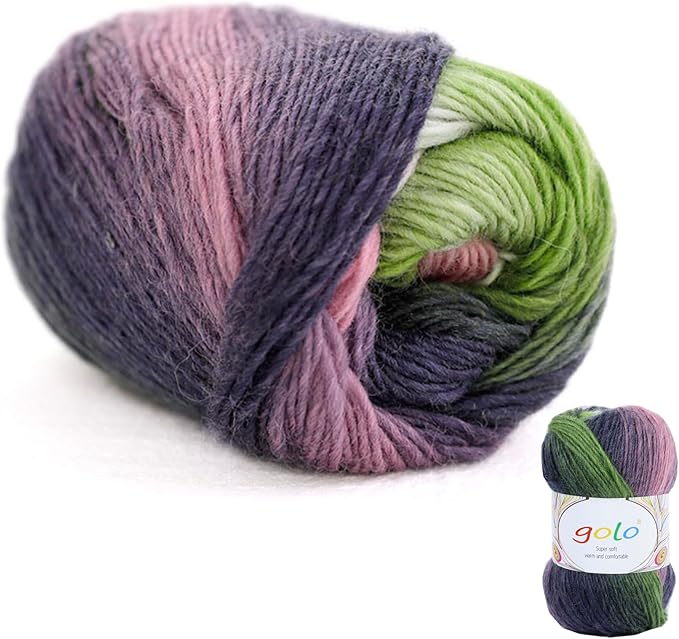 golo Wool Yarn for Hand Knitting 200yd Cachemire Multicolor Rainbow Yarn