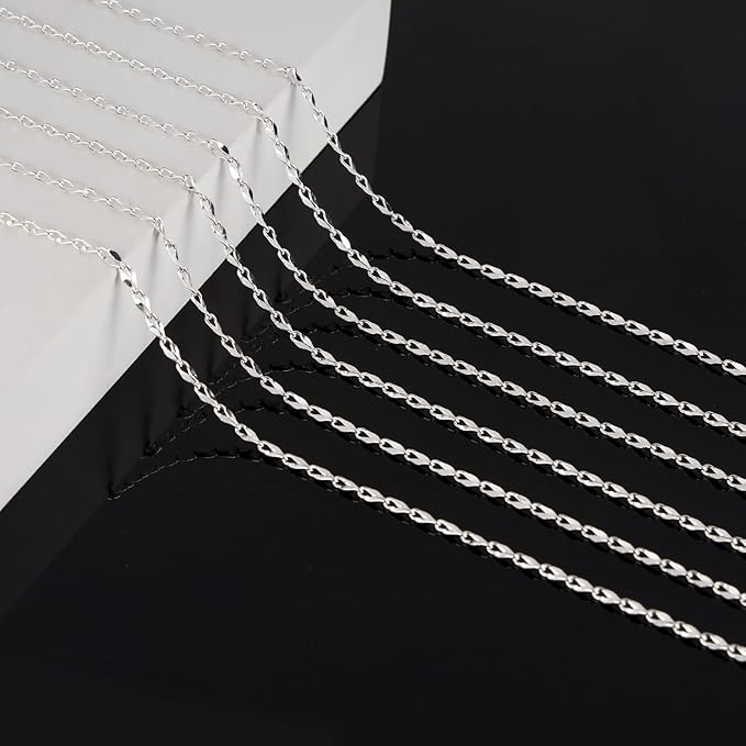 KYUNHOO 5 Meters Thin Cable Link Jewelry Making Chains Spool Silver Plated Copper Chains with Lobster Clasps Jump Rings for Crafts DIY Finding Supplies