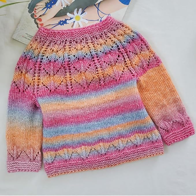 Crocheting Knitting-Gradient Cake Yarn, Soft Multicolor Medium-Fine Blended Yarn, Weight 100 Grams, Contains 60% Cotton 30% Acrylic 10% Wool. Suitable for Scarf, Gloves, Shawl, Blanket.(1155)