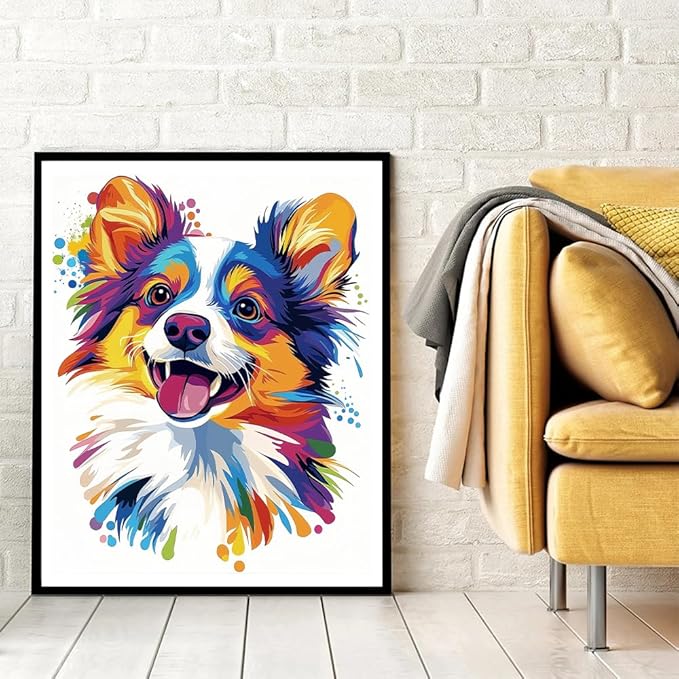 Natuyalo Paint by Number Kits for Adults, Colorful Dog Acrylic Easy Paint by Numbers for Adults Beginner, Animal DIY Painting by Numbers for Gift Home Wall Decor 16" x 20"