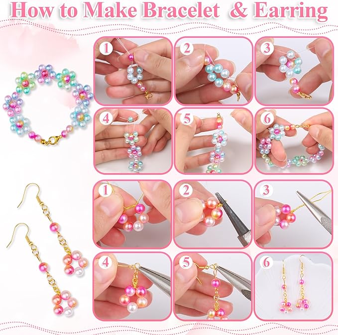 Pearl Beads for Jewelry Making, 32 Colors Round Pearls with Holes, 2000 Pcs 6MM Handcrafted Colorful Loose Spacer Beads for DIY Craft Bracelet Necklace Earrings