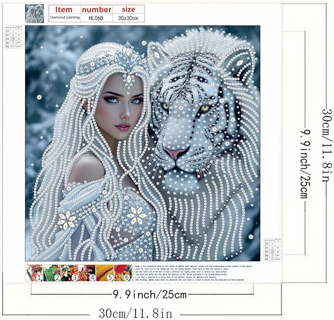 GEMFAMILY Animal Diamond Art Kits for Adults Beginner,Special Shape Diamond Painting Kits for Queen Tiger,DIY Crystal Rhinestones Painting for Home Wall Decor 11.8 x 11.8 Inch