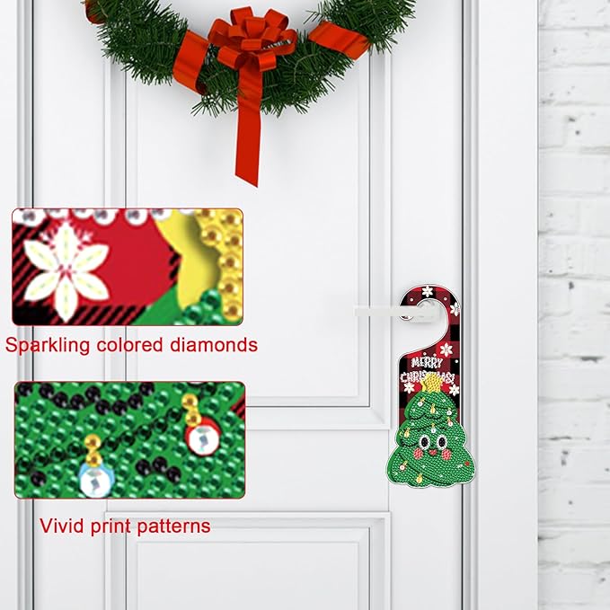 AiYuanzsh Christmas Diamond Painting Door Sign Kit – 5D Special Shaped Drill, No Assembly Needed, Ready to Hang Holiday Crystal Art Door Decoration for Home Wall Window Gift