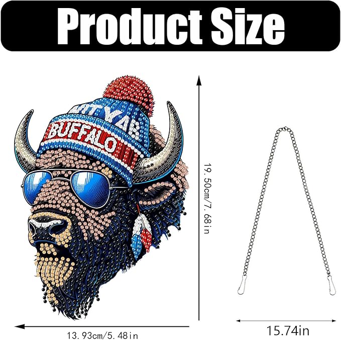 DIY Diamond Art Hanging Kit for Adult,Acrylic Diamond Art Painting Window Pendants Home Garden Wall Hanging Kits Hanging Ornament,Football Style (Buffalo Blue)